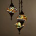 Authentic 3-Piece Ceiling Pendant Chandelier Mosaic Lamp Dome Set Helix